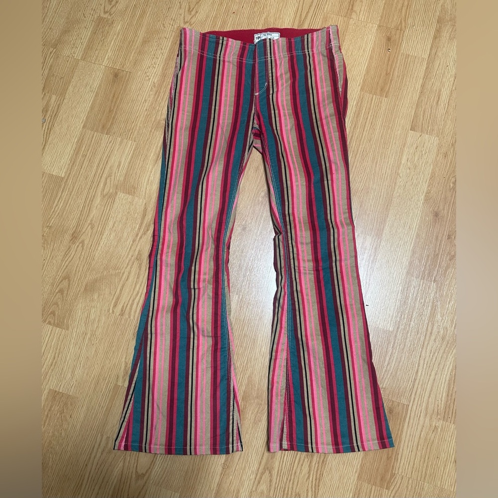 Striped Flare Pants - Pink Multicolor